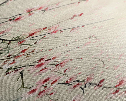 Cherry Blossoms, Full Bloom, Japanese Art, Skinny Art, Tall Art, Framed Canvas Print, Ukiyo-e Style