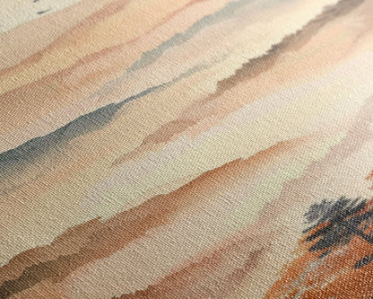 Skinny Art Tall Art Framed Canvas Print Layers Of Misty Mountains In Soft Warm Hues Ukiyo-e Japanese Style Art Wood Block Print