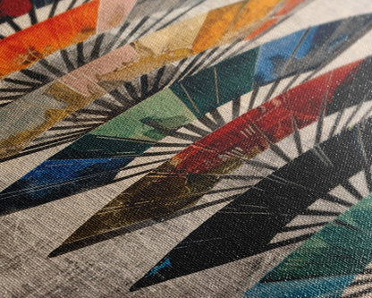 Seven Japanese Fans In Various Colors Arranged Vertically On A Textured Background, Skinny Art Tall Wall Art Framed Canvas Print Japanese Style Art