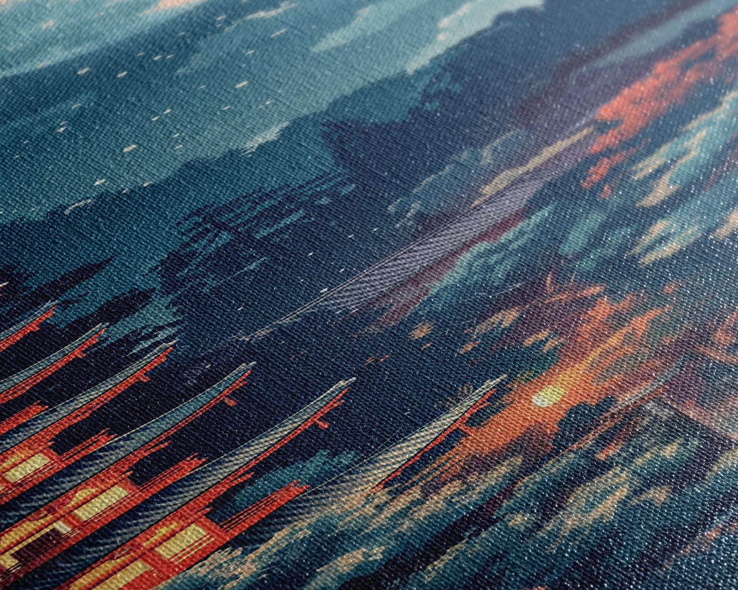 Peaceful Japanese Temple And Pagoda Under A Full Moon, Skinny Art Tall Wall Art Framed Canvas Print Japanese Style Art