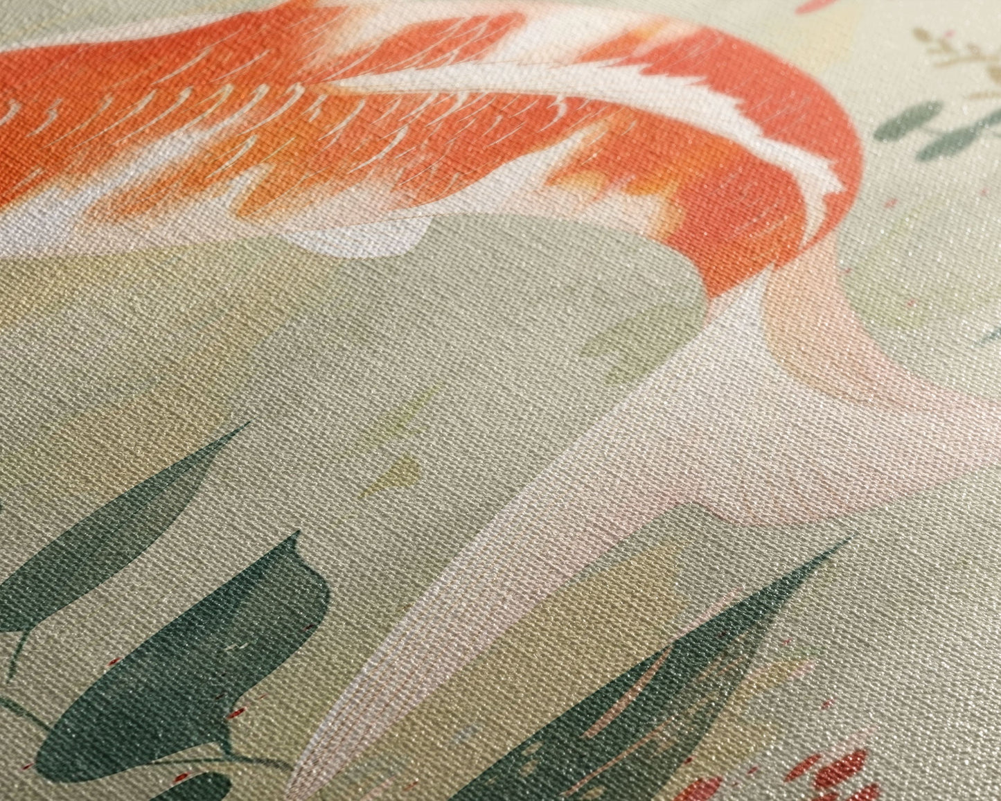 Koi Fish Swimming Gracefully Among Greenery Tall Art Ukiyo-e Art Framed Canvas Print