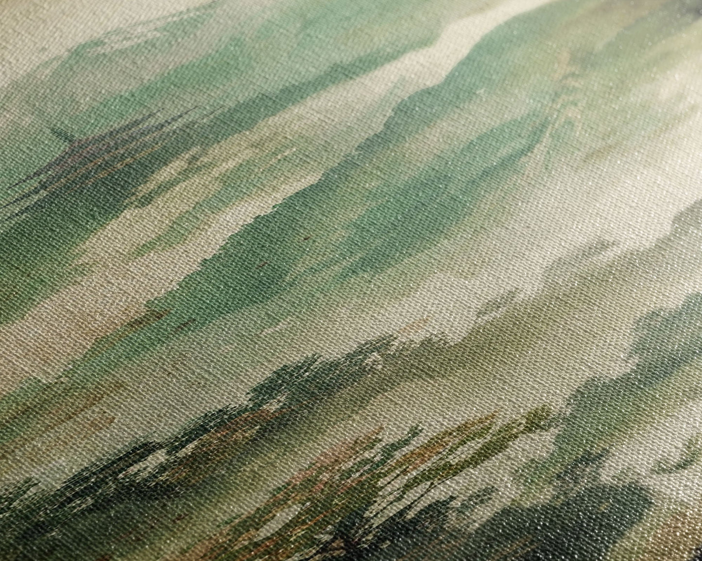 Skinny Art Tall Art Framed Canvas Print Japanese Style Art Foggy Mountain Temple Landscape Wood Block Print Ukiyo-e Feng Shui Wall Art