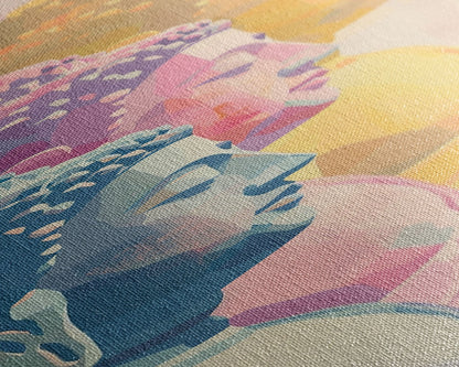 Colorful Buddha Statues Skinny Art Wood Block Print Japanese Style Art Framed Canvas Print Tall Art Ukiyo-e Art