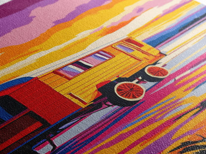 Sunset Wagon Art Canvas Print Southwest Wall Art Boho Art Pink Orange Wall Art Rustic Decor Living Room Art Above Bed Art