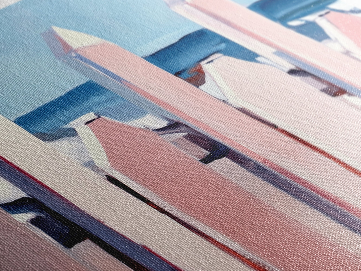 Beach Fence Painting, Coastal Landscape Art, Nautical Wall Decor, Soft Pastel Colors, Framed Canvas Print, Extra Wide Art, Seaside Home