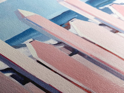 Beach Fence Painting, Coastal Landscape Art, Nautical Wall Decor, Soft Pastel Colors, Framed Canvas Print, Extra Wide Art, Seaside Home