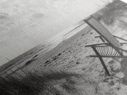 Beach Chair, Coastal Landscape Art, Minimalist Art, Wabi Sabi Art, Ocean View Print, Relaxing Decor, Framed Canvas Print, Nautical Wall Art