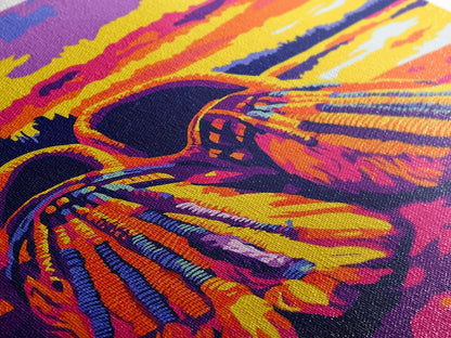 Beaded Moccasins Art, Southwest Wall Art, Pink Orange Wall Art, Boho Western Art, Framed Canvas Print, Rustic Home Decor