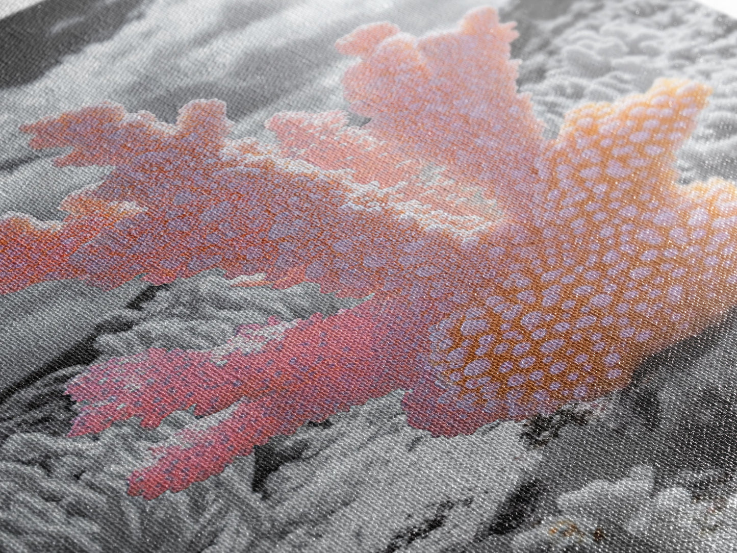 Ocean coral, coastal decor, nautical painting, framed canvas print, marine life art, whimsical ocean scene, tropical beach house wall art