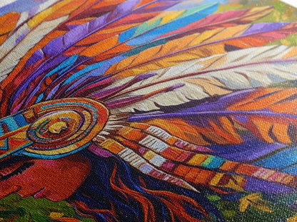 Native American Headdress, Goddess Art Print, Afrocentric Wall Art, Southwest Wall Art, Boho Art, Canvas Print, Rustic Wall Art