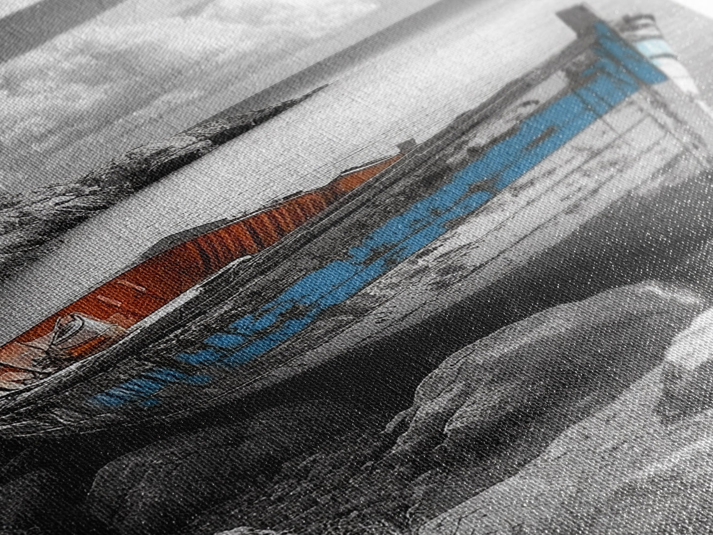 Rustikales Bootsbild, Küstendeko, Maritime Wandkunst, Seestück, Strandhauskunst, Geschenkidee, Leinwanddruck, Wabi-Sabi-Kunst