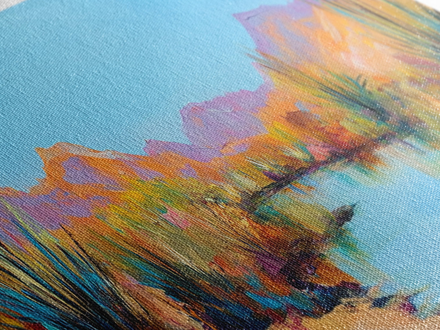 Küstenlandschaftskunst, gerahmter Leinwanddruck, extra breites Kunstwerk, Kunst vom Lake Tahoe, Wohnzimmerkunst, Panoramagemälde, rustikale Dekoration, Kunst über dem Sofa