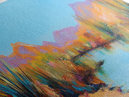 Küstenlandschaftskunst, gerahmter Leinwanddruck, extra breites Kunstwerk, Kunst vom Lake Tahoe, Wohnzimmerkunst, Panoramagemälde, rustikale Dekoration, Kunst über dem Sofa