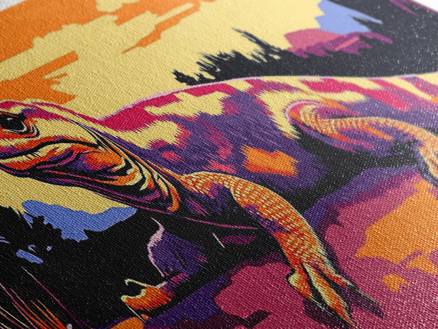 Geometrische Wandkunst, gerahmter Leinwanddruck, Wandkunst im Südwest-Stil, Chicano-Kunst, extra breite Kunstwerke, rustikale Wandkunst, stimmungsvolle Kunst, Kunst für über dem Sofa