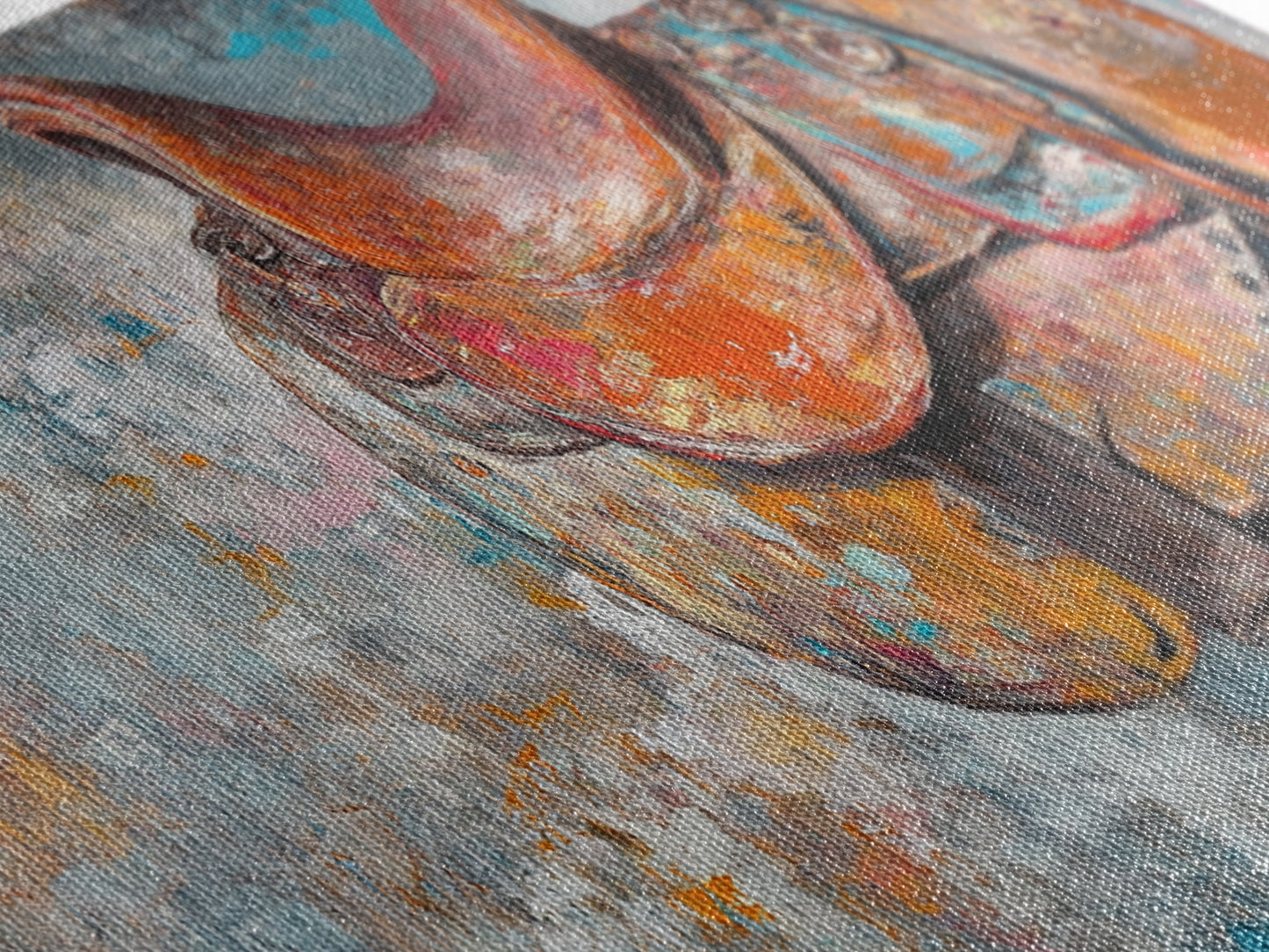 Abstract Saddle, horse wall art, abstract art, rustic decor, extra wide art, framed canvas print, above sofa art, living room decor