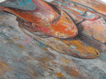 Abstract Saddle, horse wall art, abstract art, rustic decor, extra wide art, framed canvas print, above sofa art, living room decor