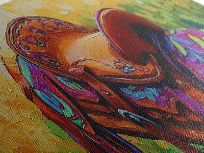 Colorful Saddle Painting, cowboy decor, vibrant rustic wall art, western style art, boho art, southwestern wall art, framed canvas print