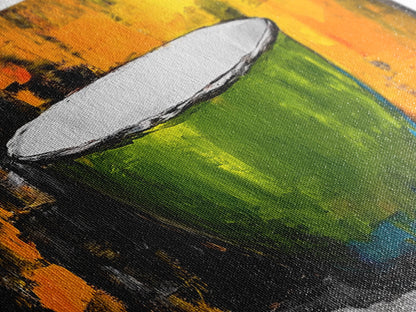 Abstract Bowl, food review kitchen art, wabi sabi art, green wall art, rustic wall art, modern decor, Framed Canvas Print, therapy art