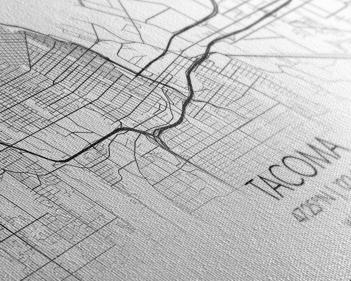 Stadtplan von Tacoma, Washington-Kunst, Kartendruck, Moderne Wandkunst, Wandbild, Leinwandbild, Geschenkidee für Zuhause, Wanddekoration im Landhausstil, Stadtwandkunst