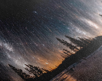 Canvas Wall Art Landscape Mountains Nature Painting Prints Minimalist Modern Home Artwork Decoration Night Sky With Stars