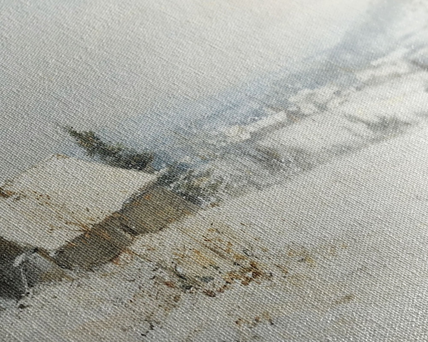 Farmhouse In The Winter, Framed Canvas Print, Christmas Scenary Landscape Painting, Americana Art, Custom Artwork Original