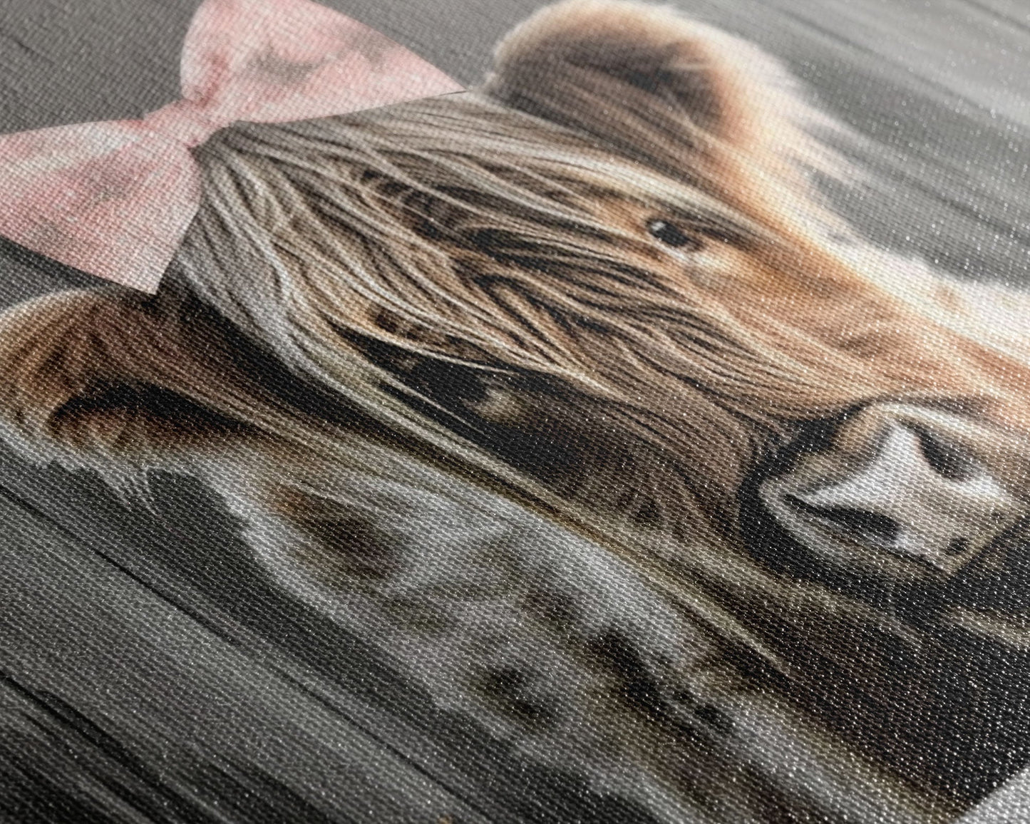 Framed Wall Art Texas Cattle, Wood Framed Canvas Print, Farmhouse Decor, Minimalist Rustic Farmhouse Painting, Cute Nursery Wall Art