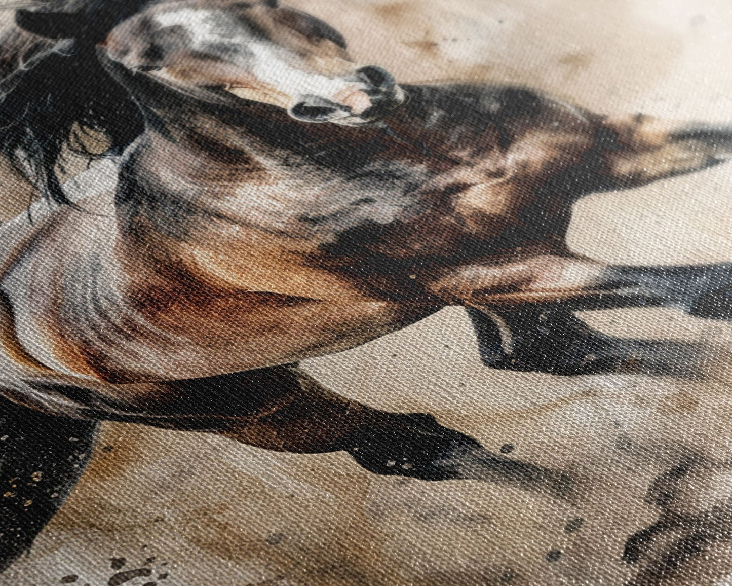 Galoppierendes Pferd in Bewegung – Gerahmter Leinwanddruck, Lebendige Wohnzimmerkunst, Farbtupfer fürs Schlafzimmer, Reitkunst, Wandbild