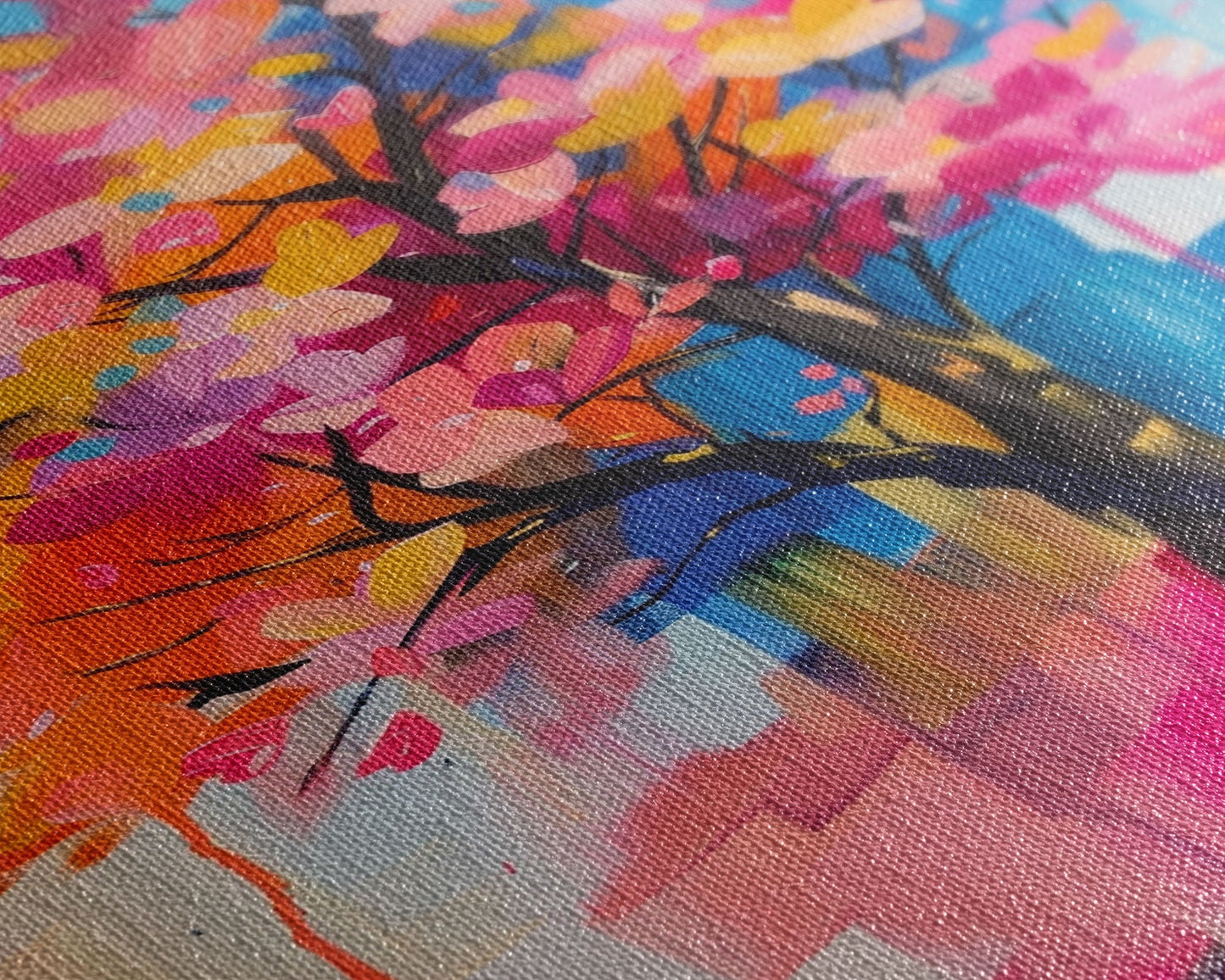 Blossom Tree in Bloom Framed Canvas Print - Nature Wall Art, Living Room Decor, Modern Artwork, Unique Floral Art for Bedroom and Office