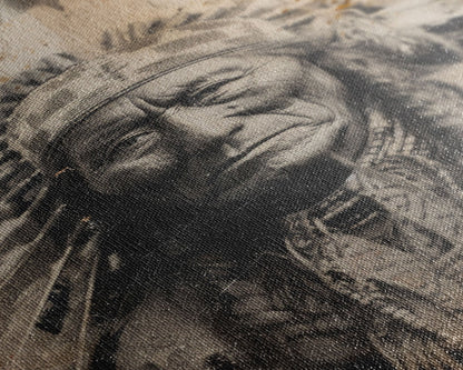 Native American Chief Portrait - Sepia Canvas Print, Historical Wall Art, Indigenous Art for Home, Rustic Native American Decor