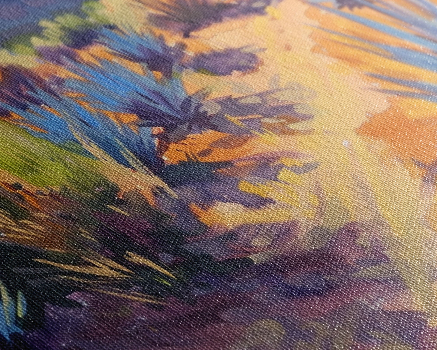 Desert Pathway with Vibrant Foliage, Perfect for Living Room Art, Framed Canvas Print, Bohemian Decor, Nature Inspired Wall Art