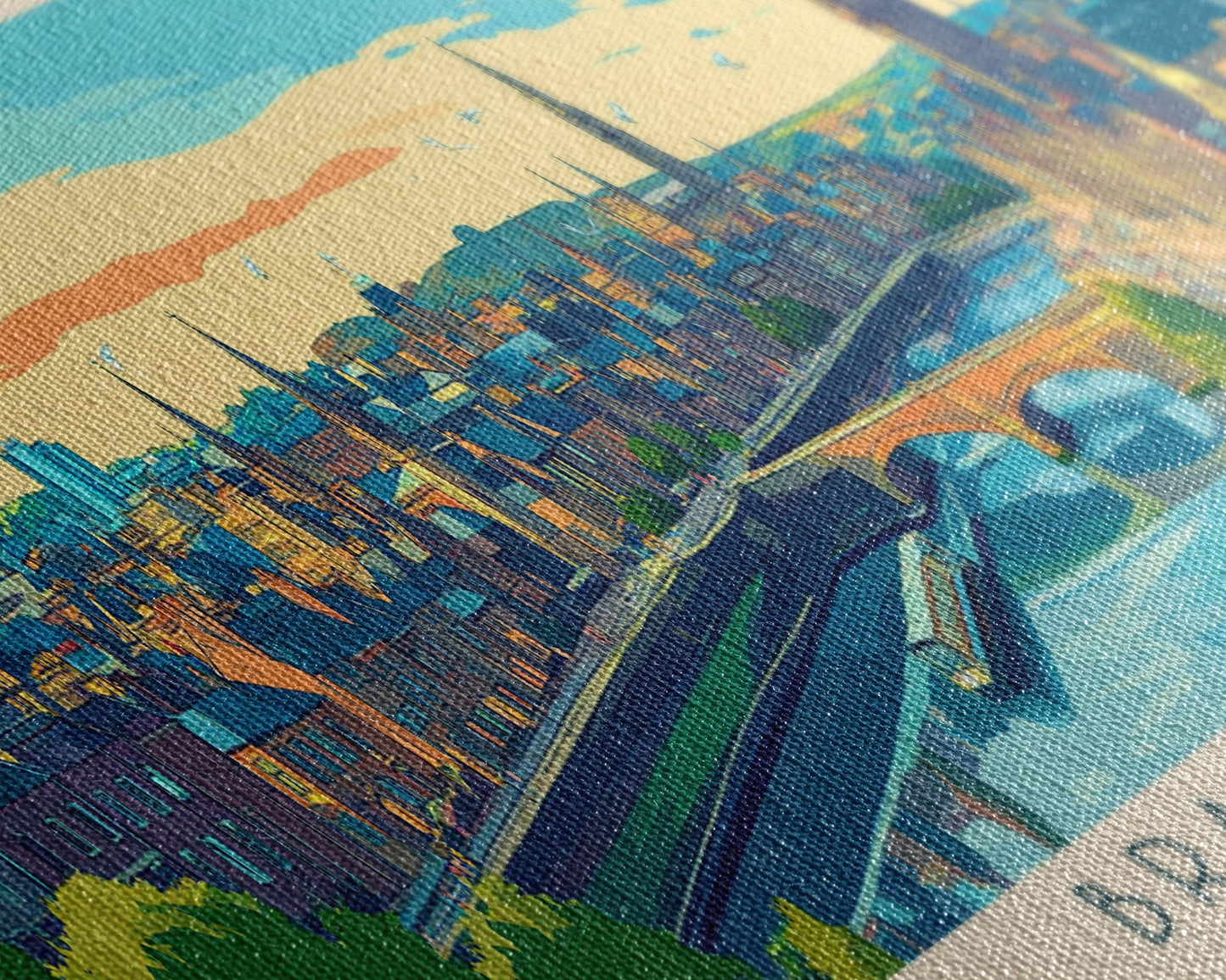 Bradford, England Panoramic Travel Poster Canvas Print, Bradford, England Painting, England Art, Bradford Travel Art, Guest Room Painting