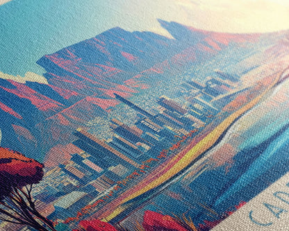 Cape Town, South Africa Panoramic Travel Poster Canvas Print, Cape Town, South Africa Painting, South Africa Art, Cape Town Travel Art, Guest Room Painting
