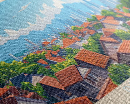 Depok, Indonesia Panoramic Travel Poster Canvas Print, Depok, Indonesia Painting, Indonesia Art, Depok Panoramic Travel Art, Travel Painting