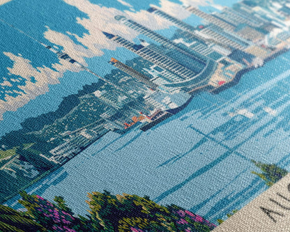 Panorama-Leinwanddruck Auckland, Neuseeland, Gemälde Auckland, Neuseeland, Kunst aus Neuseeland, Reiseposter Auckland, Reisekunst, Urlaubsgeschenk