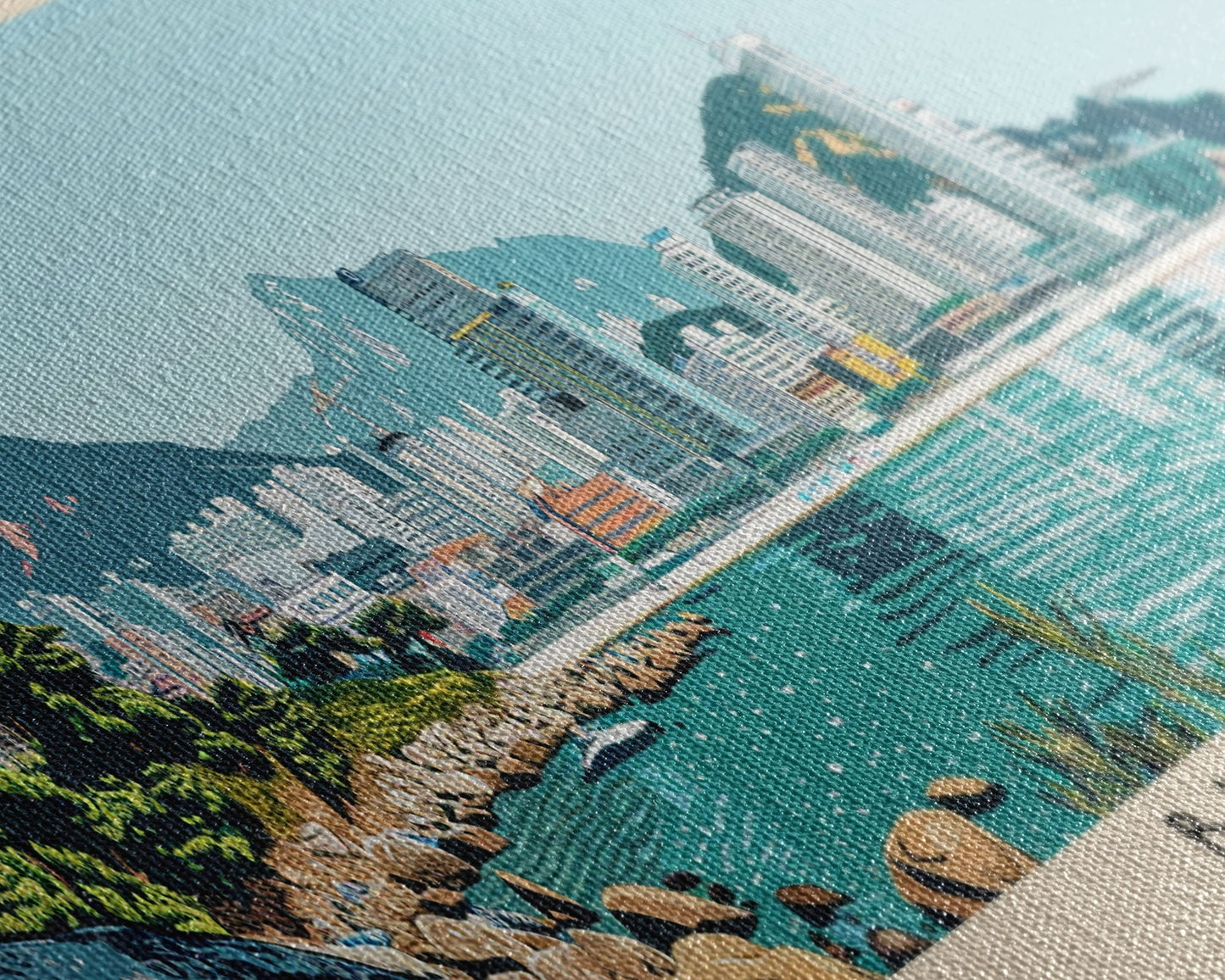 Busan, South Korea Panoramic Canvas Print, Busan, South Korea Painting, South Korea Art, Busan Travel Poster, Travel Art, Guest Room Painting