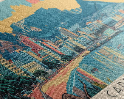 Cape Town, South Africa Panoramic Canvas Print, Cape Town, South Africa Painting, South Africa Art, Cape Town Travel Poster, Travel Art, Housewarming Gift