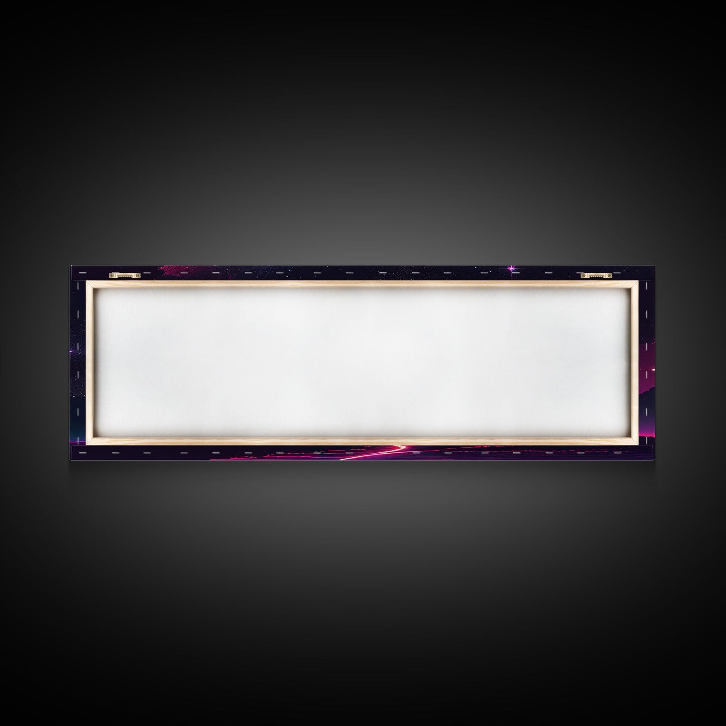 Beautiful Science Fiction Wall Art, Synthwave Style Scifi Art, Framed Canvas Print, Panoramic Alien Worlds and Star Filled Night Sky