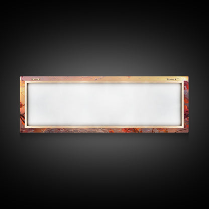 Dew Covered Spiderweb In The Fall, Framed Canvas Print, Autumn Centerpiece, Fall Leaves In The Autumn