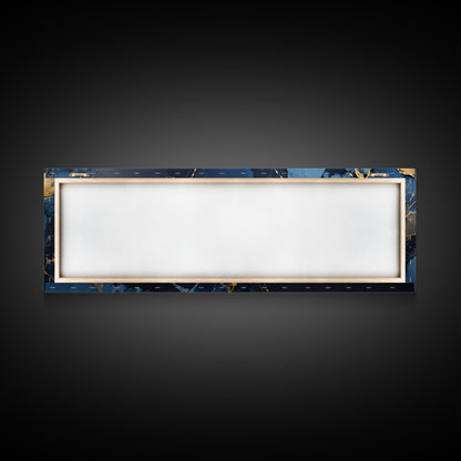 Black, Blue and Gold Marble Canvas Wall Art, Abstract Canvas Art, Panoramic Art, Large Wall Art, Marble Wall Decor, Large Canvas Modern Art