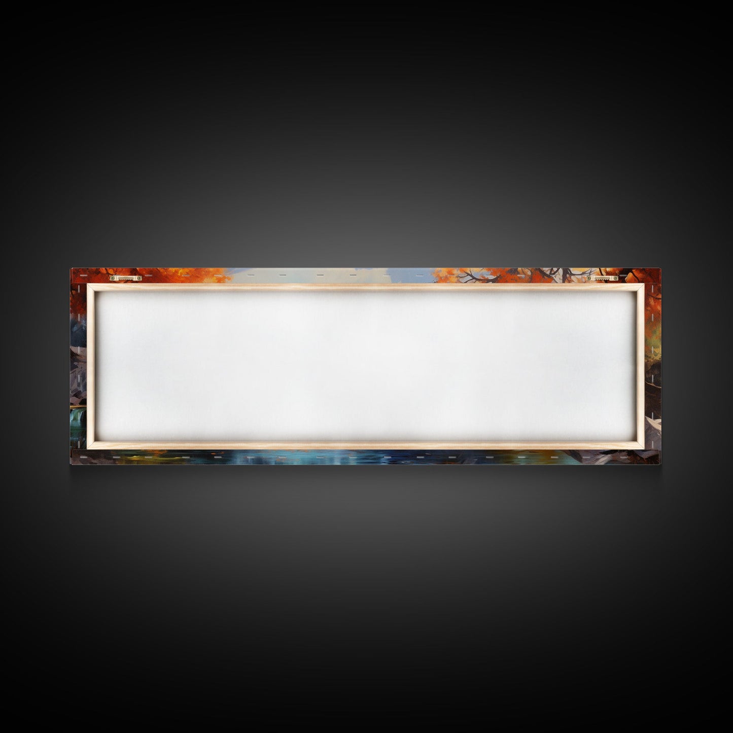 Beautiful Fall Centerpiece Wall Art, Framed Canvas Print, Autumn Landscape Watercolor Painting, Minimalist Boho Style Wall Art, Minimalist