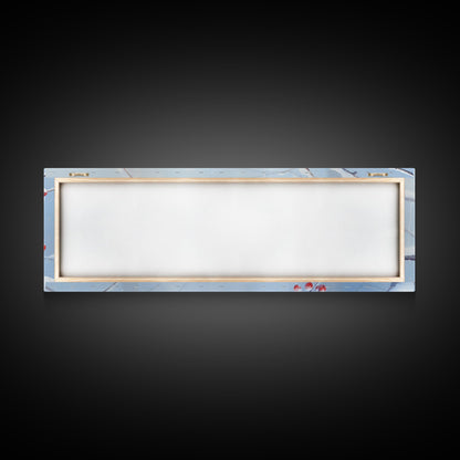 Panoramic Print of a Bluebird In A Snow Storm, Winter Decor, Christmas Centerpiece, Beautiful Animal Print, Animal Painting, Canvas Print