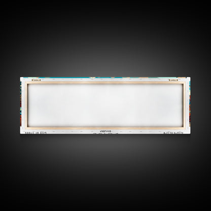 Boise Idaho Panoramic Travel Poster Framed Canvas Print, Mid Century Modern Art, Pop Art Style, Wall Art Decor, Home Decoration