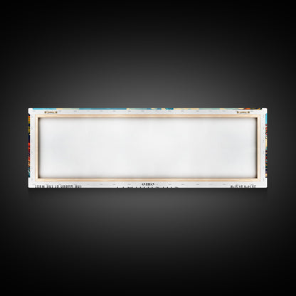 Cincinnati Ohio Panoramic Painting Framed Canvas Print, Mid Century Modern Art, Pop Art Style, Travel Poster, Wall Art Decor