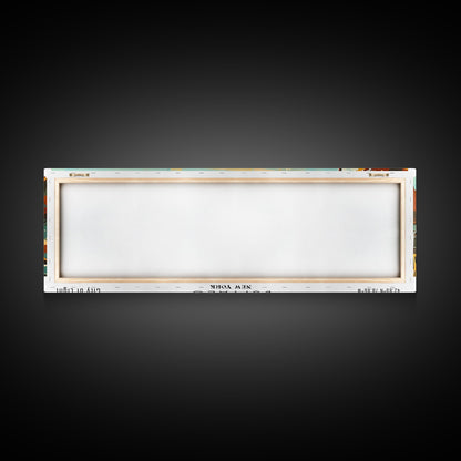 Buffalo New York Panoramic Painting, Mid Century Modern Framed Canvas Print, Retro Pop Art Travel Poster, Wall Decor, Home Decor, Wall Hanging