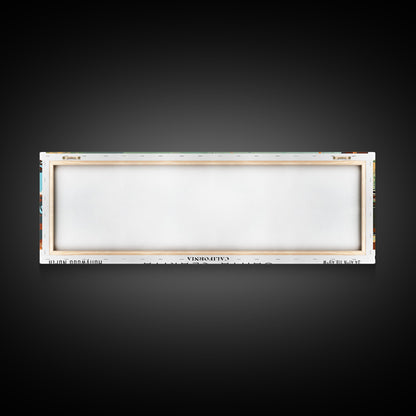 Santa Clarita California Panoramic Wall Art, Mid Century Modern Framed Canvas Print, Retro Pop Art Travel Poster, Living Room and Office Decor