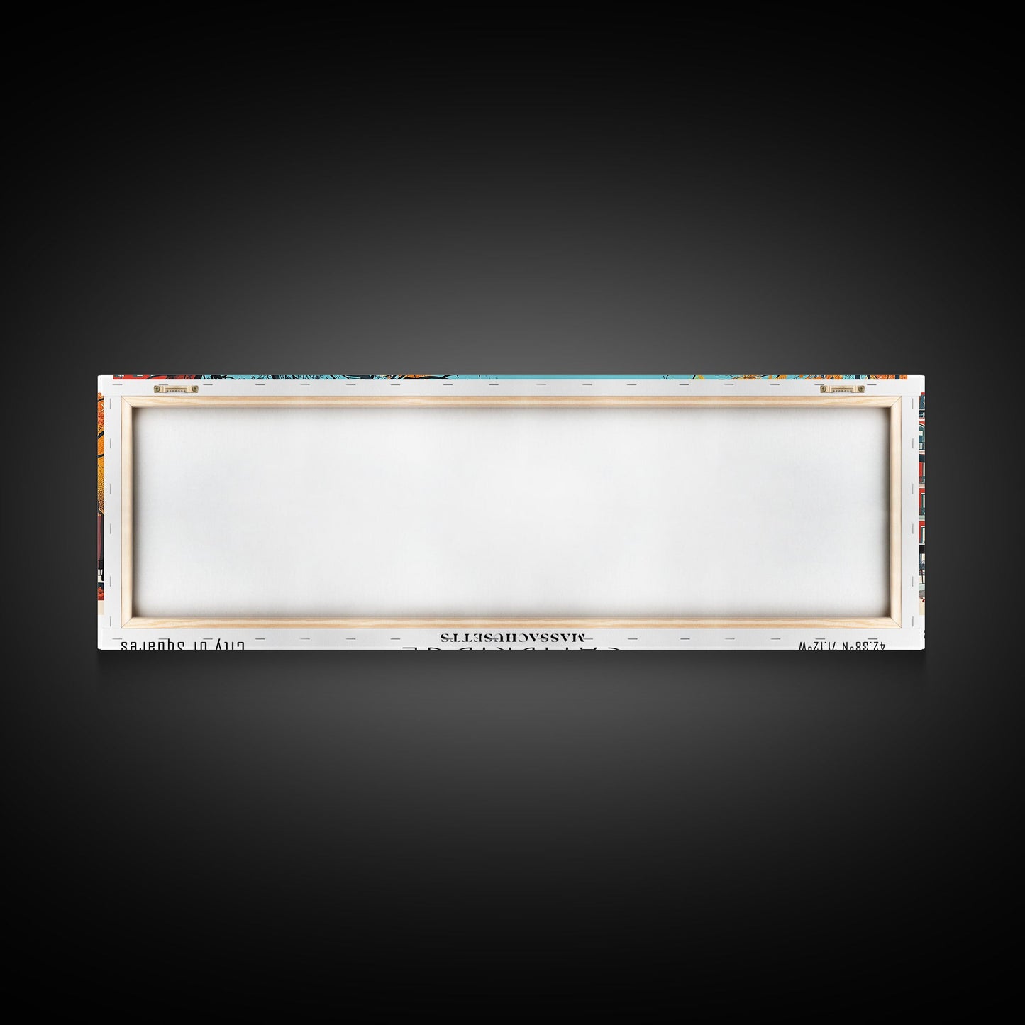 Cambridge Massachusetts Panoramic Painting, Mid Century Modern Framed Canvas Print, Retro Pop Art Travel Poster, Home Decor, City Print