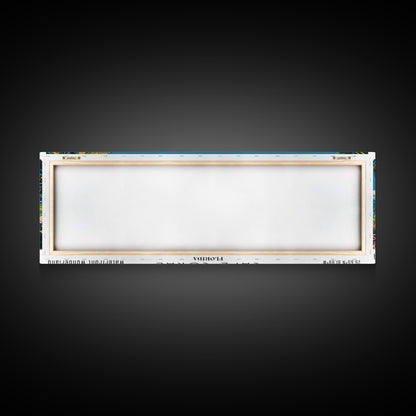 Cape Coral Florida Panoramic Painting, Mid Century Modern Framed Canvas Print, Retro Pop Art Travel Poster, Home Decor, City Print