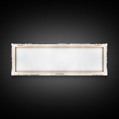 Carmel Indiana Panoramic Painting, Mid Century Modern Framed Canvas Print, Retro Pop Art Travel Poster, Home Decor, City Art