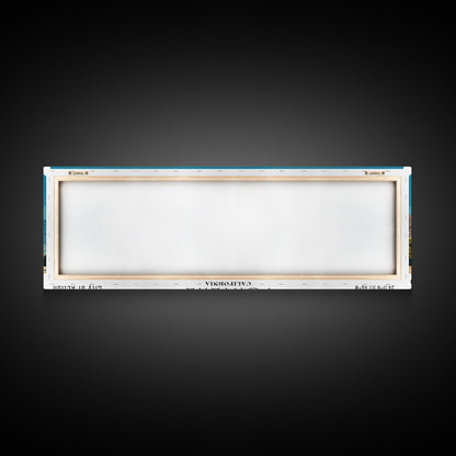 Fontana California Panoramic Painting, Mid Century Modern Framed Canvas Print, Retro Pop Art Travel Poster, Living Room Wall Art