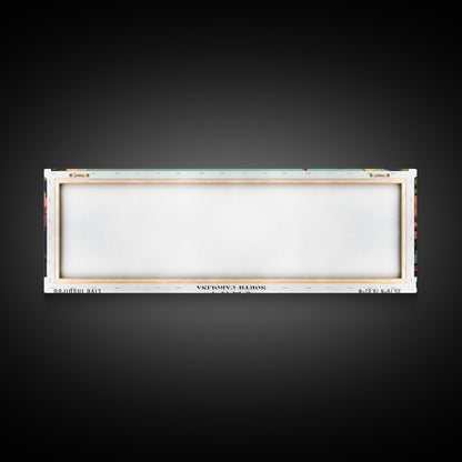 Cary North Carolina Panoramic Painting, Framed Canvas Print, Mid Century Modern Wall Art, Retro Pop Art Travel Poster, Living Room Decor, City Art